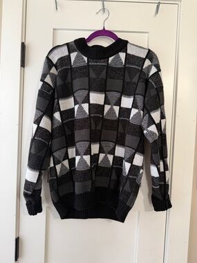 Men's Black & Gray Geometric Crewneck Sweater